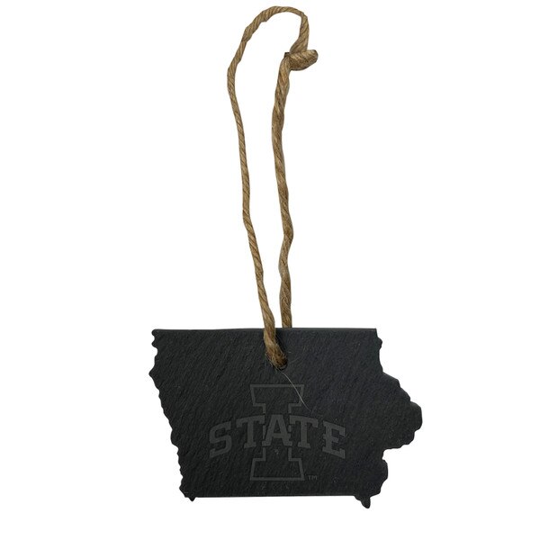 Black State of Iowa Shape I-State Ornament